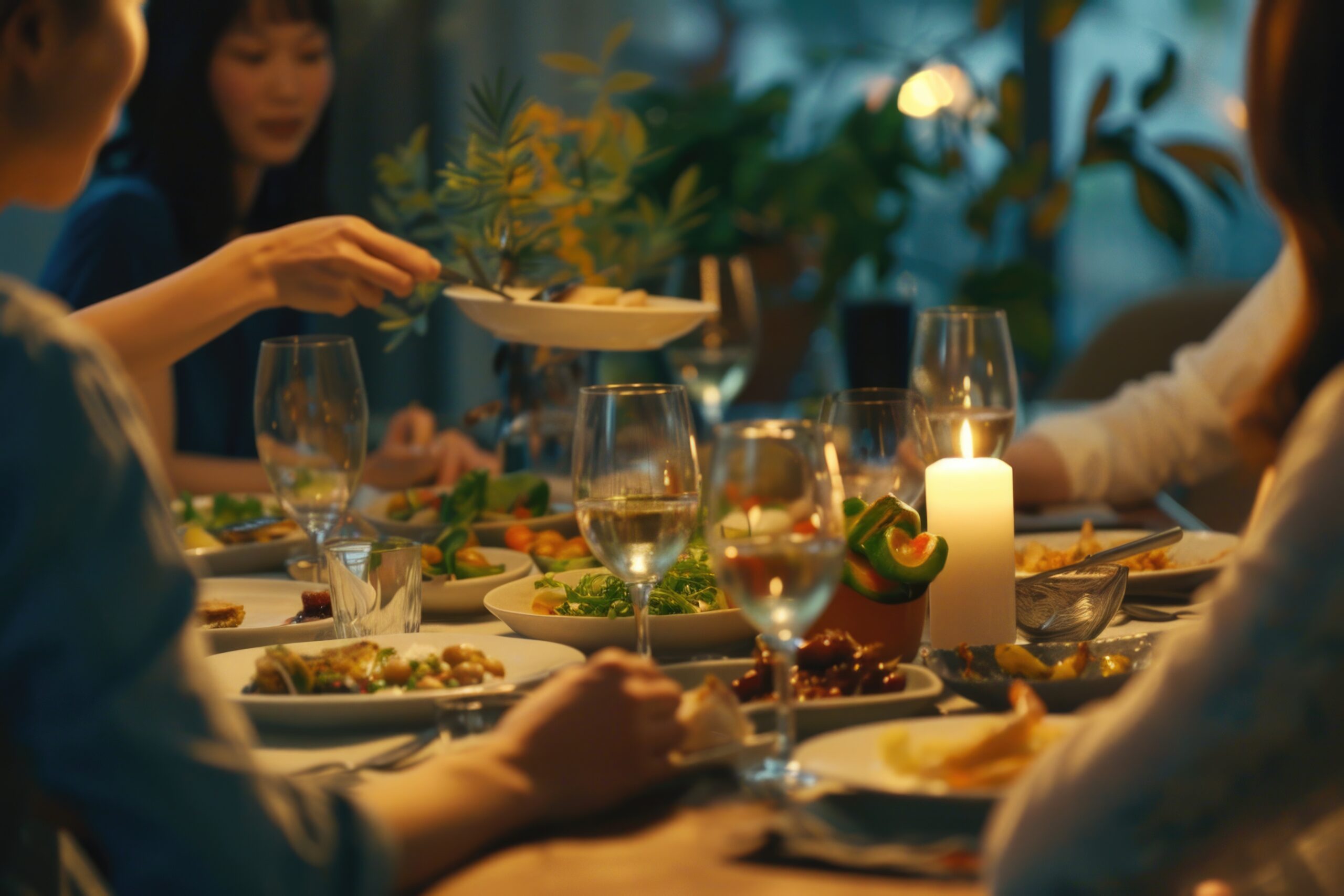 Group of people gathered around a dinner table, suitable for various occasions Dharamshala
